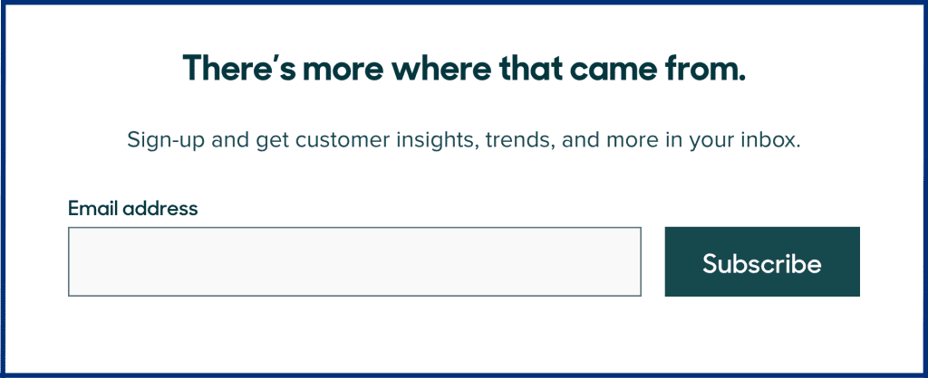 Zendesk CTA example with "Subscribe"