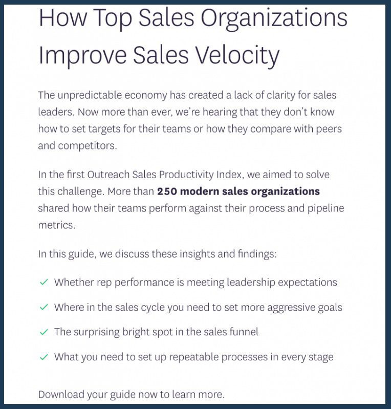 Landing page for Outreach guide