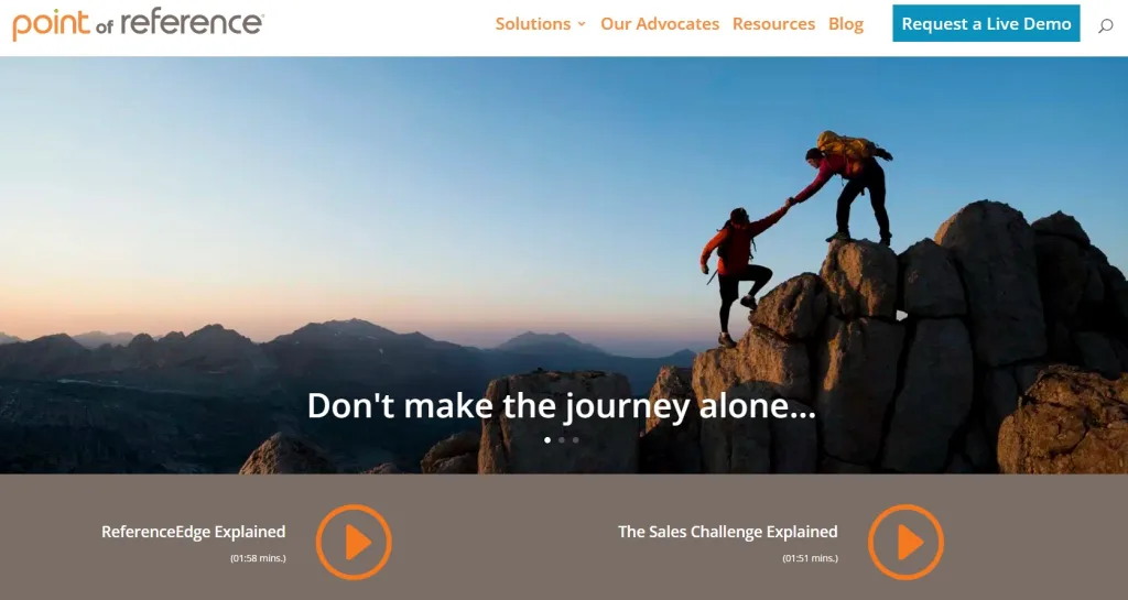 Point of Reference Homepage - Point of Reference is an example of customer marketing solutions