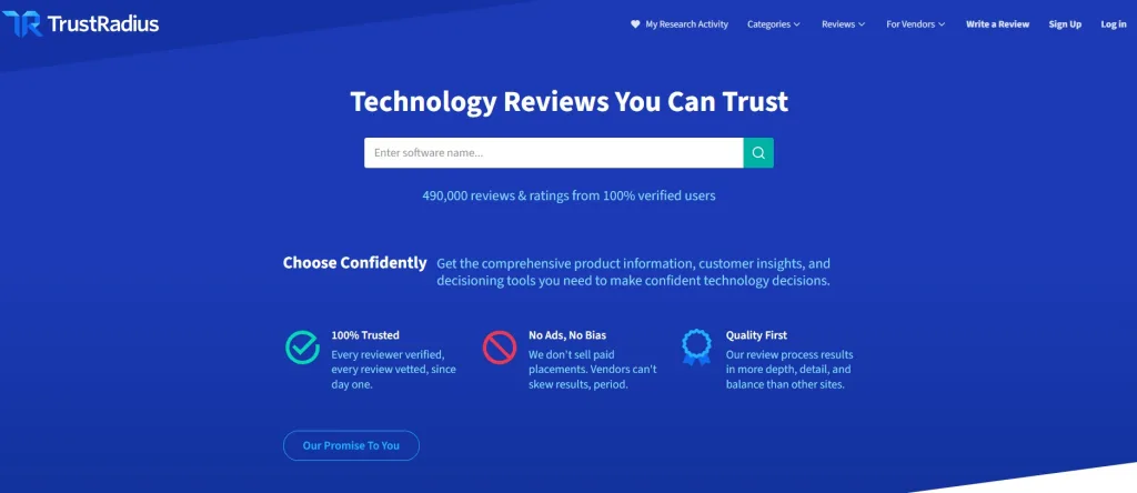 TrustRadius Homepage